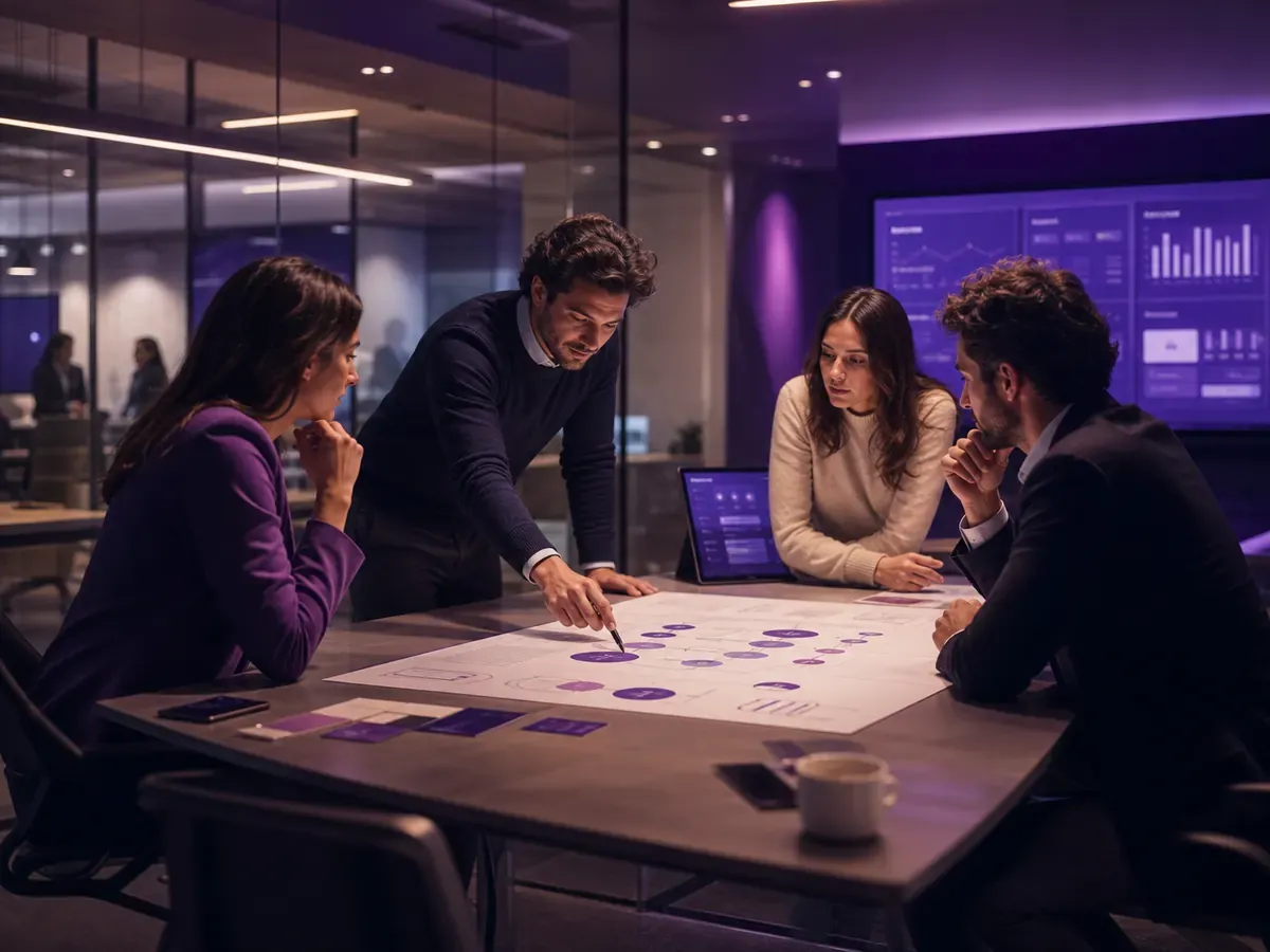 Equipo trabajando en un plan